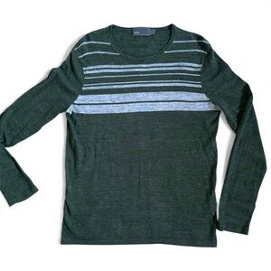 Vince Olive and Gray Striped Men’s Sweater Cotton Modal Cashmere Blend M